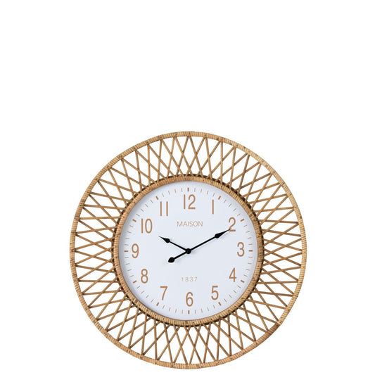 J-Line J-Line wandklok Wonder - rotan/multiplex - naturel/wit - large