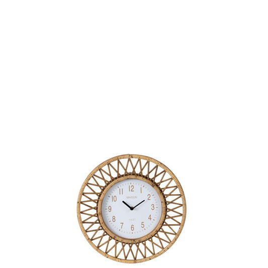 J-Line J-Line wandklok Wonder - rotan - naturel/wit - small - Ø 2.50 cm