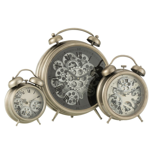 J-Line J-Line Wekker Romeinse Cijfers klok - metaal - zilver - L - Ø 47 cm
