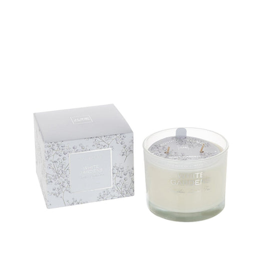 J-Line J-Line White Gardens geurkaars – Sapphire Amber Tea – 35U - wit