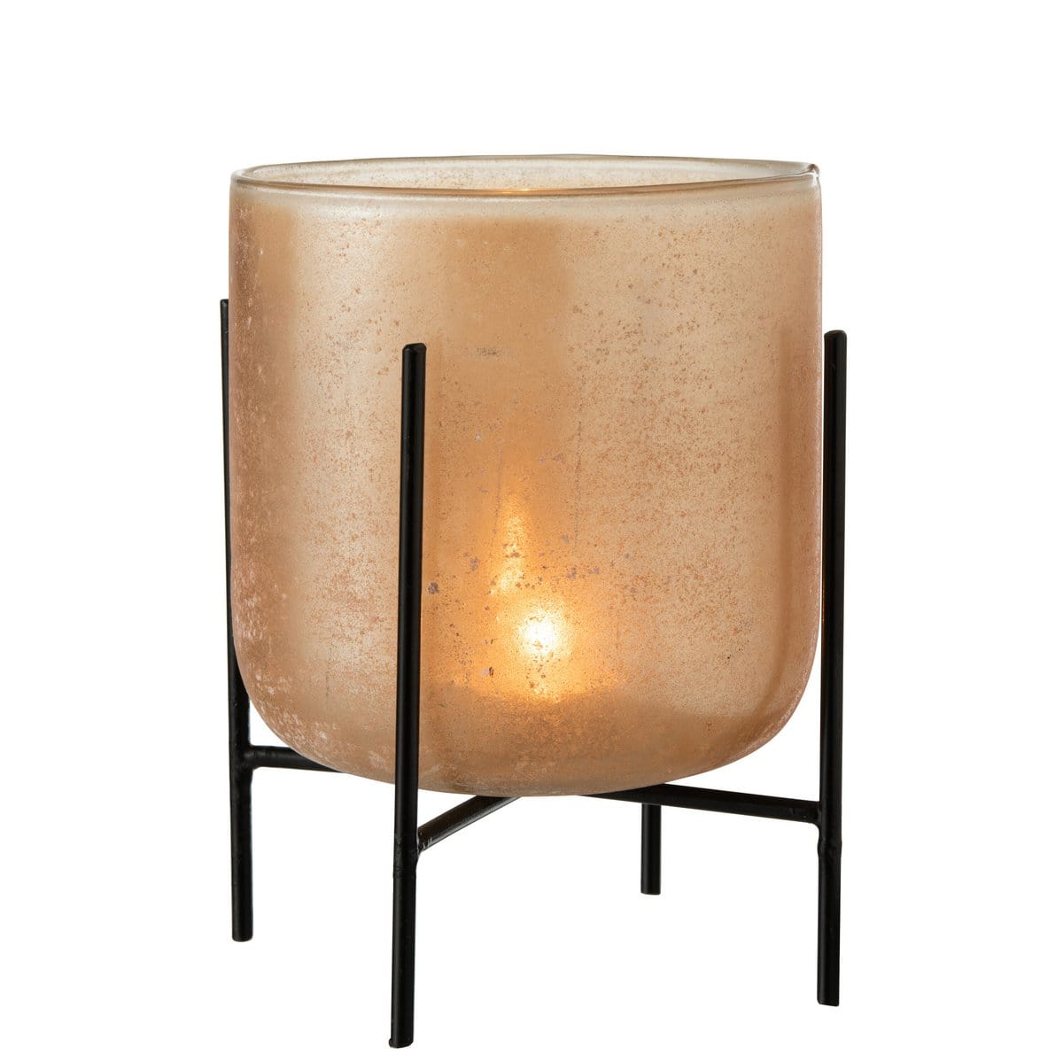 J-Line J-Line windlicht Astor - kaarshouder - glas/metaal - amber - large