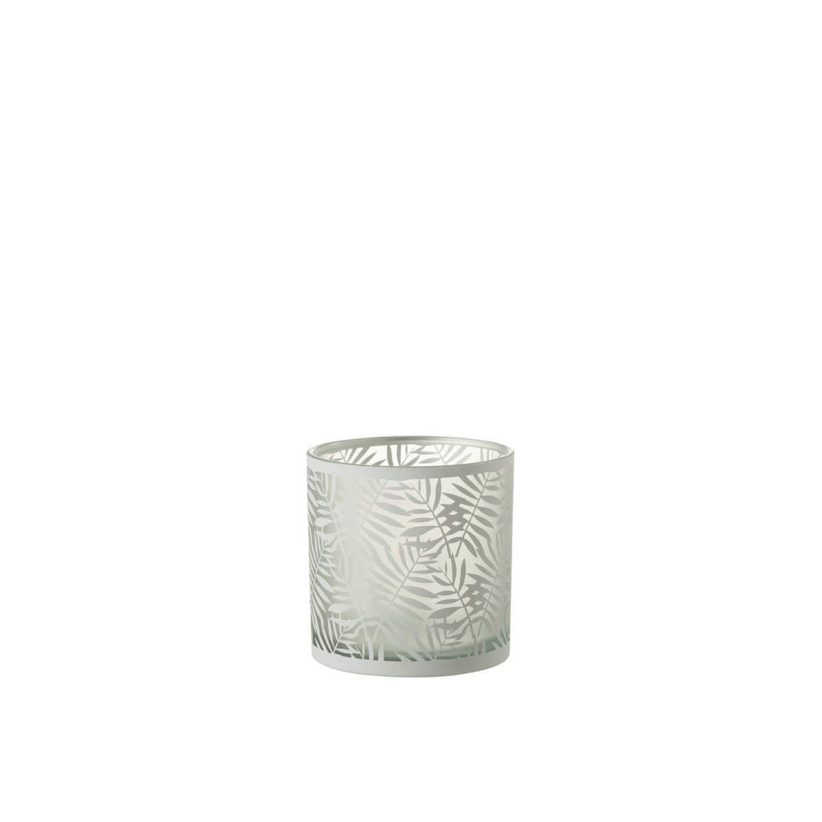 J-Line J-Line windlicht Bladeren - glas - wit - large