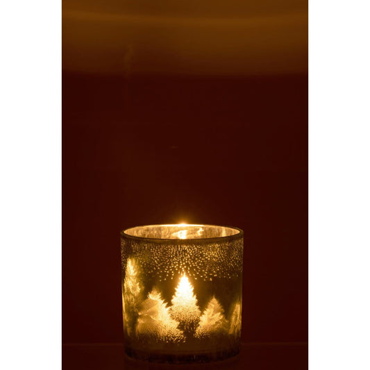 J-Line J-Line windlicht Boom - glas - groen/zilver - large