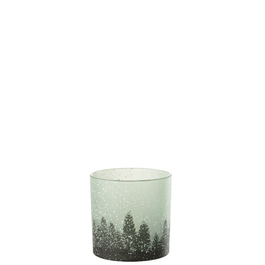 J-Line J-Line Windlicht Boom Sneeuw Glas Groen Large