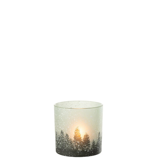 J-Line J-Line Windlicht Boom Sneeuw Glas Groen Large