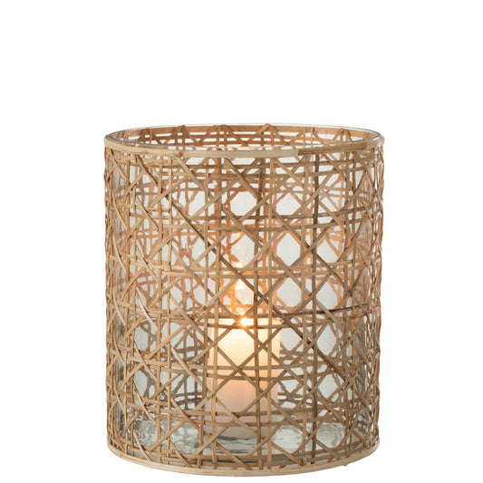 J-Line J-Line windlicht Candice Breed - glas/riet - naturel