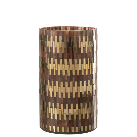 J-Line J-Line windlicht Chic - glas - bruin/goud - extra large