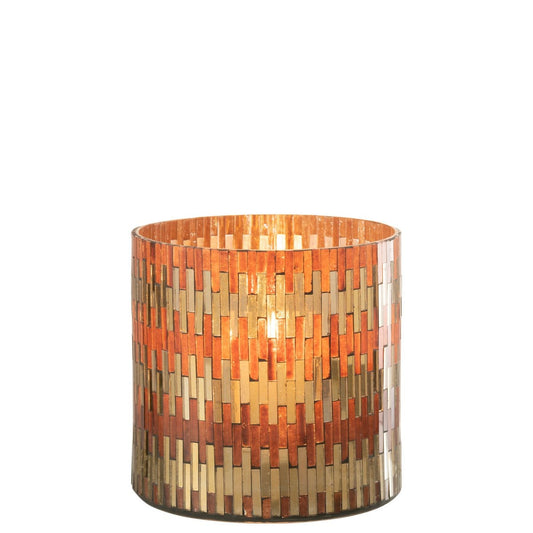 J-Line J-Line Windlicht Chic Glas Bruin/Goud Large