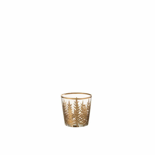 J-Line J-Line windlicht Chloe -  glas - transparant/goud - small - 2 stuks
