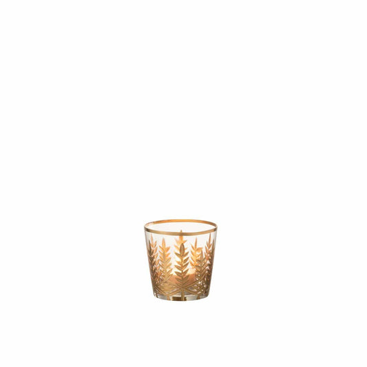 J-Line J-Line windlicht Chloe -  glas - transparant/goud - small - 2 stuks