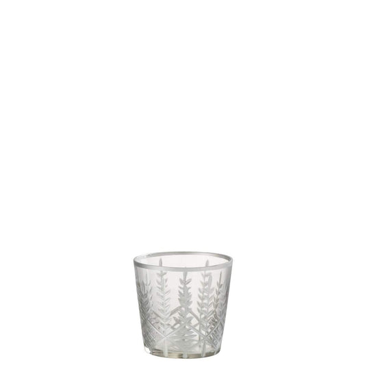 J-Line J-Line windlicht Chloe - glas - transparant/zilver - small - 2 stuks