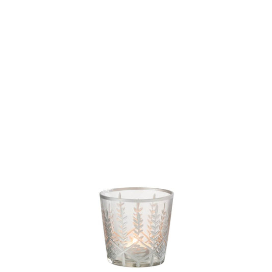 J-Line J-Line windlicht Chloe - glas - transparant/zilver - small - 2 stuks