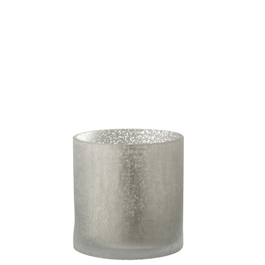 J-Line J-Line windlicht Cilinder Craquele - glas - grijs - large