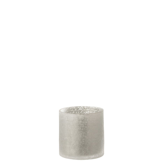 J-Line J-Line windlicht Cilinder Craquele  - glas - grijs - small