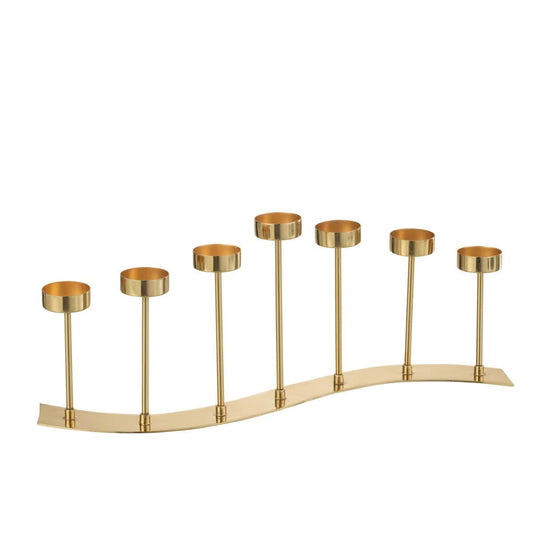 J-Line J-Line windlicht Curve 7 Stukken - metaal - goud