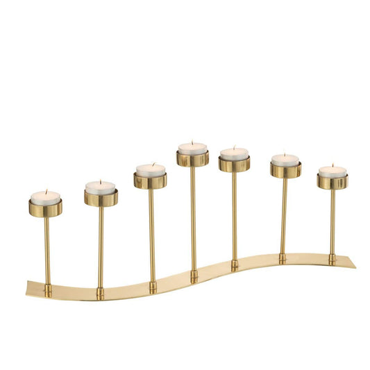 J-Line J-Line windlicht Curve 7 Stukken - metaal - goud