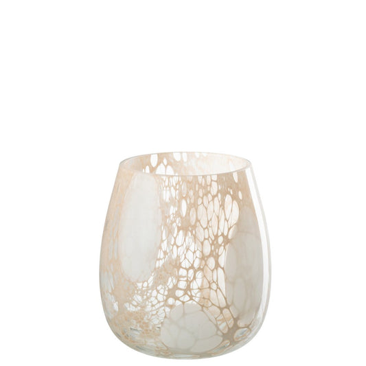 J-Line J-Line Windlicht Draden Glas Beige/Wit Large