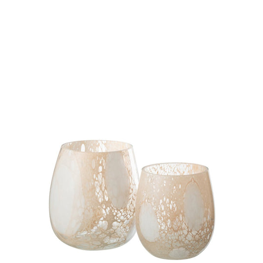 J-Line J-Line Windlicht Draden Glas Beige/Wit Large