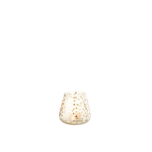J-Line J-Line windlicht Driehoek - glas - transparant/goud - medium - 2 stuks
