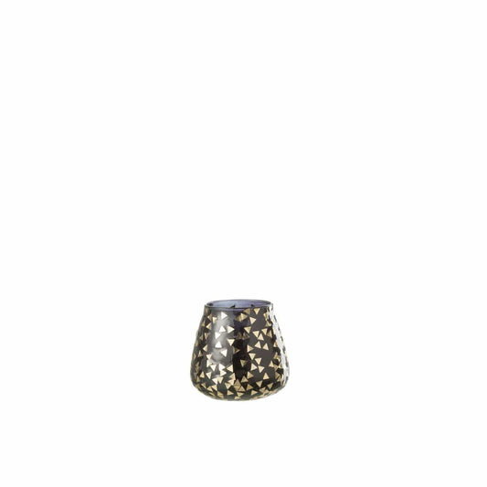 J-Line J-Line windlicht Driehoek - glas - zwart/goud - medium - 2 stuks