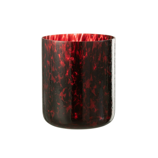 J-Line J-Line windlicht Gevlekt - glas - rood/zwart - extra large