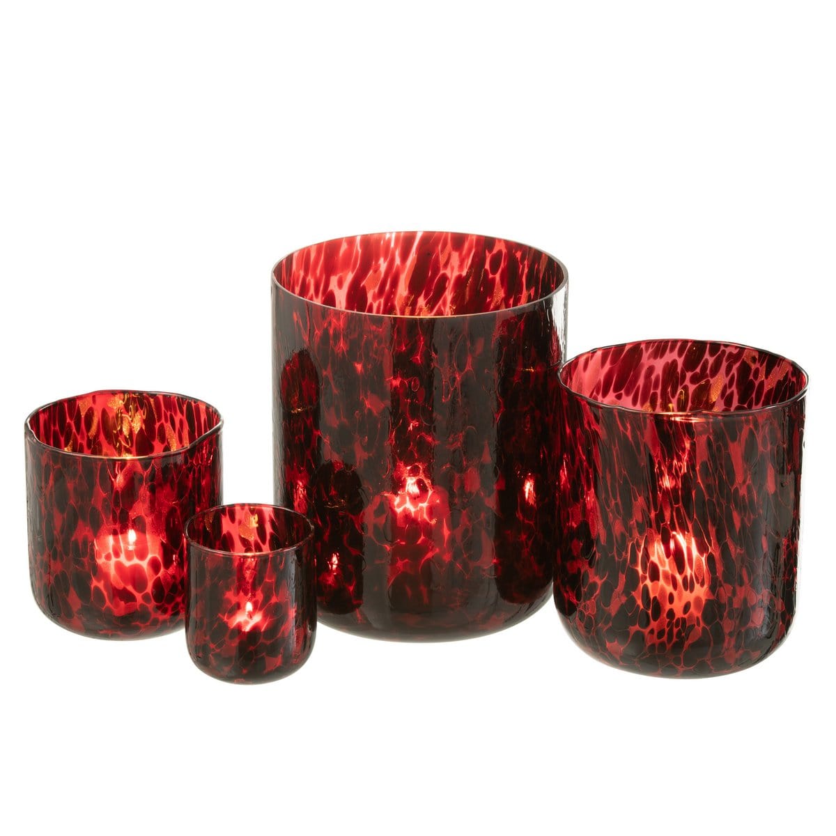 J-Line J-Line windlicht Gevlekt - glas - rood/zwart - extra large