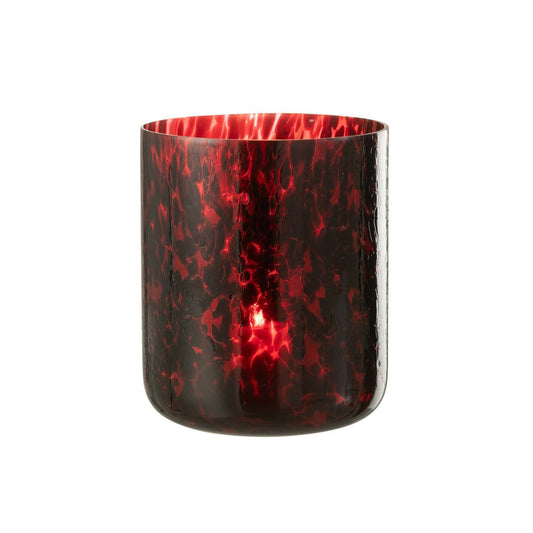 J-Line J-Line windlicht Gevlekt - glas - rood/zwart - extra large
