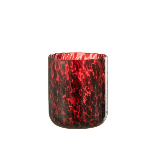 J-Line J-Line windlicht Gevlekt - glas - rood/zwart - large