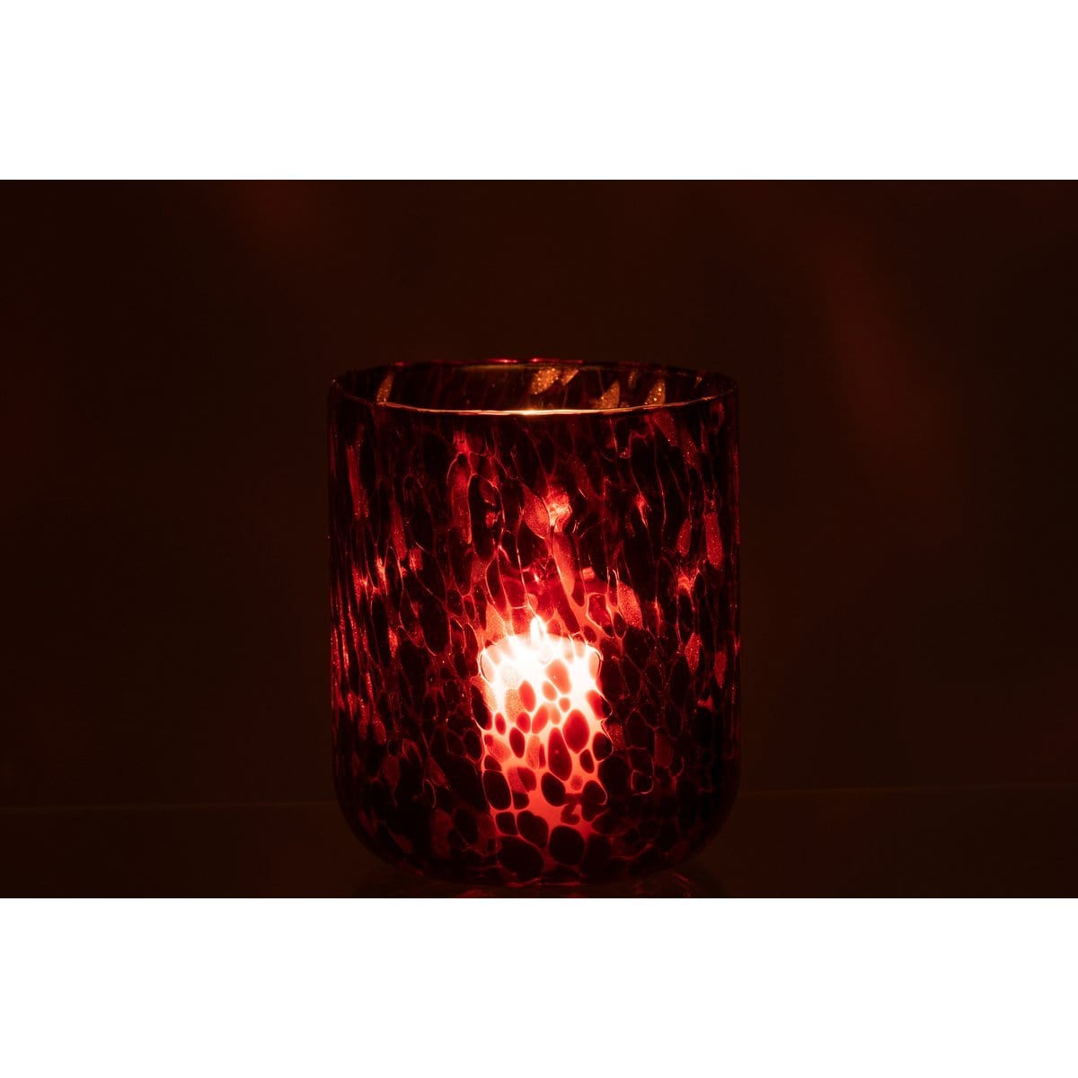 J-Line J-Line windlicht Gevlekt - glas - rood/zwart - large