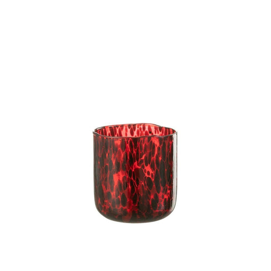 J-Line J-Line windlicht Gevlekt - glas - rood/zwart - medium
