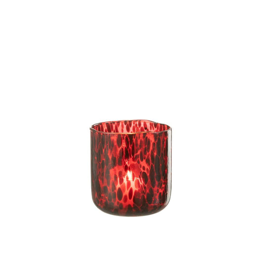 J-Line J-Line windlicht Gevlekt - glas - rood/zwart - medium