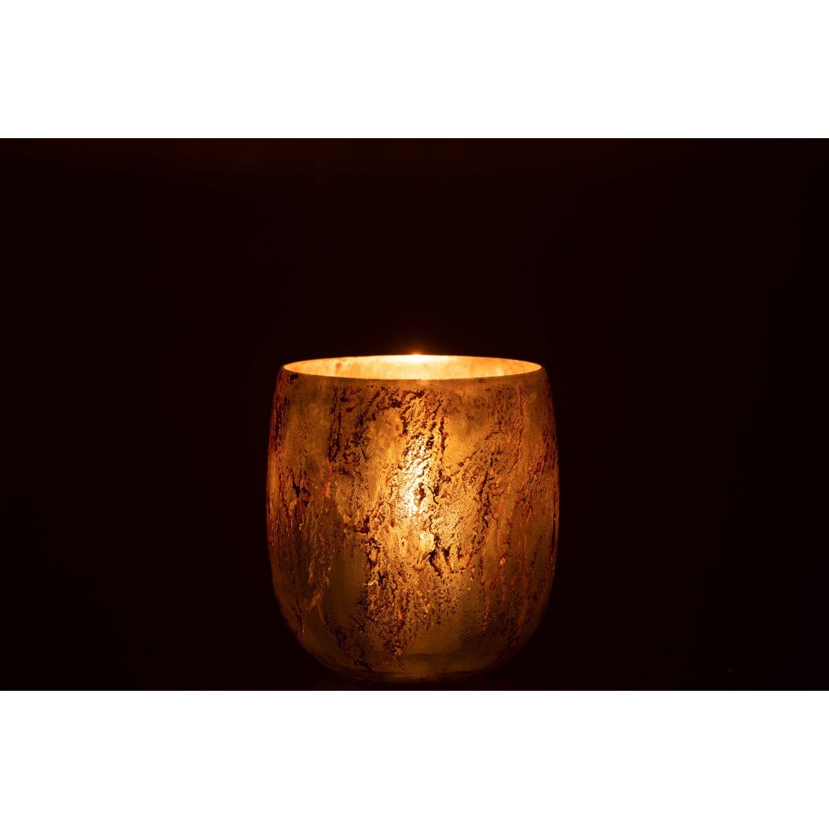 J-Line J-Line windlicht - glas - bruin/goud - medium
