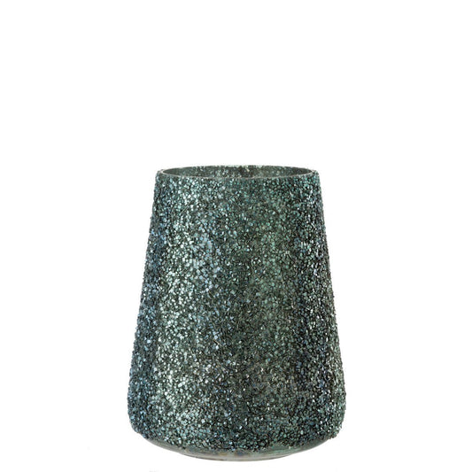 J-Line J-Line windlicht Glitter - glas - donkergroen - large
