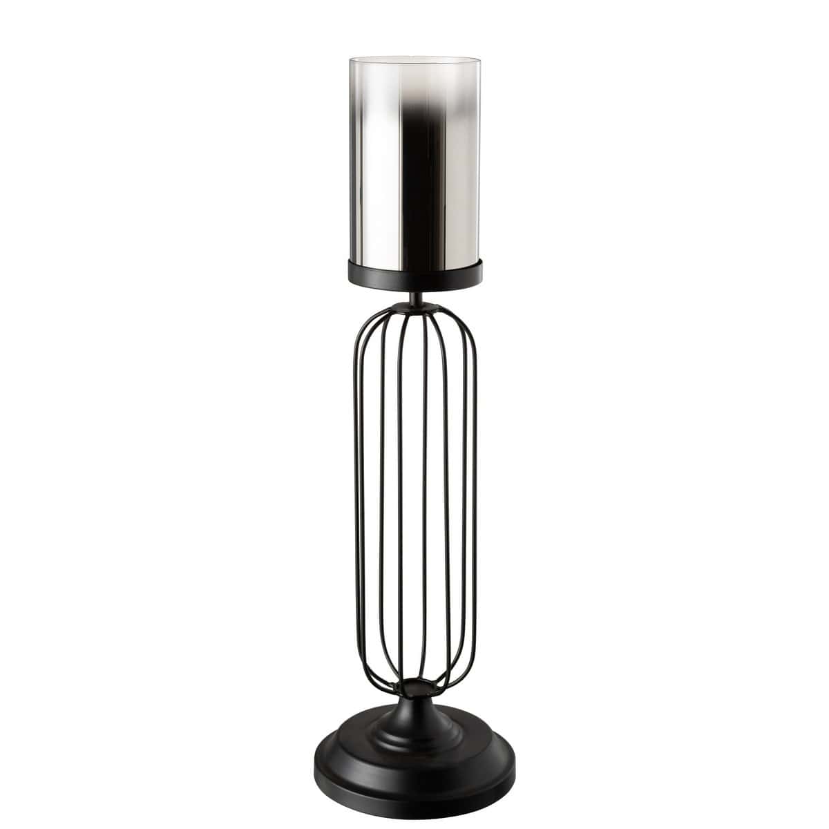 J-Line J-Line windlicht - kaarshouder - metaal/glas - zwart - large
