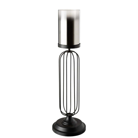 J-Line J-Line windlicht - kaarshouder - metaal/glas - zwart - large