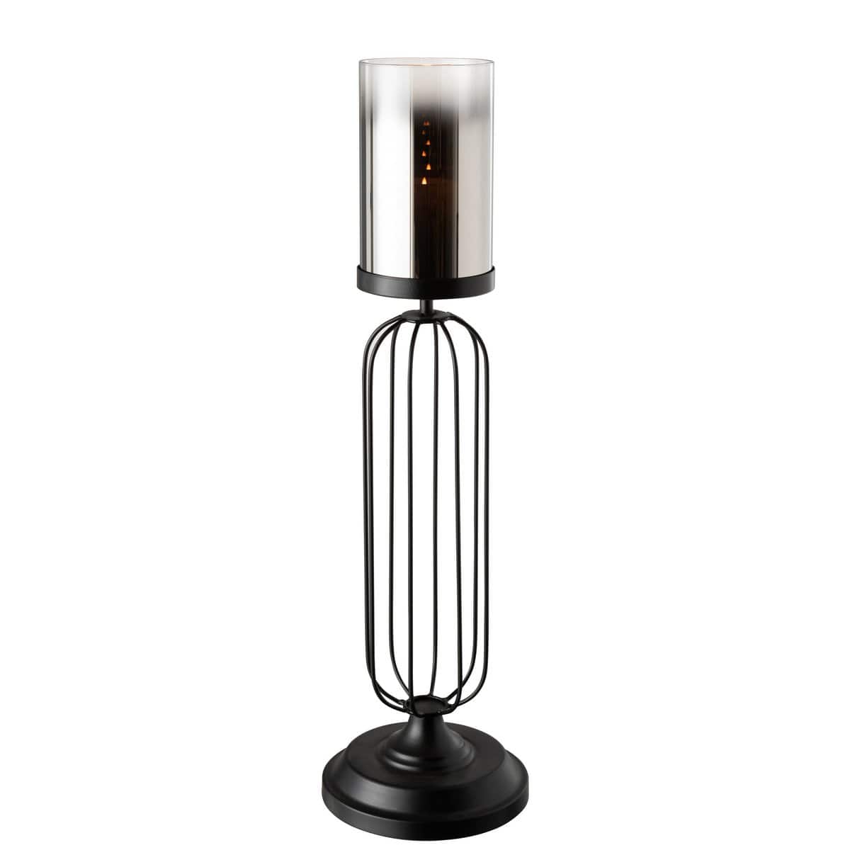 J-Line J-Line windlicht - kaarshouder - metaal/glas - zwart - large