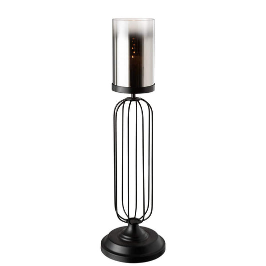 J-Line J-Line windlicht - kaarshouder - metaal/glas - zwart - large