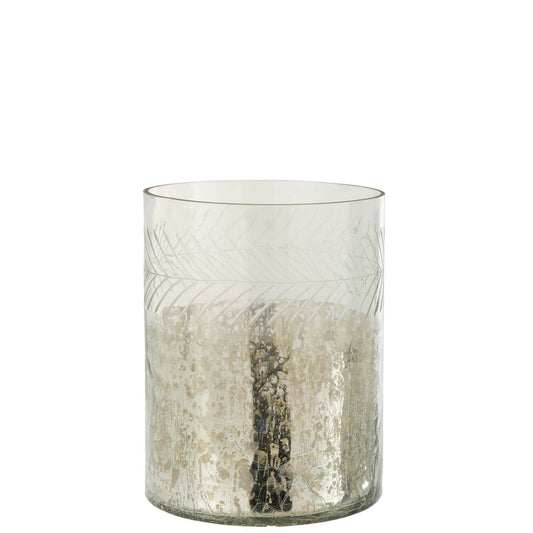 J-Line J-Line windlicht Klassiek Crackle - glas - transparant/zilver - large