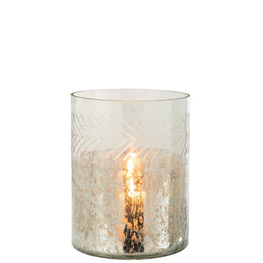 J-Line J-Line windlicht Klassiek Crackle - glas - transparant/zilver - large
