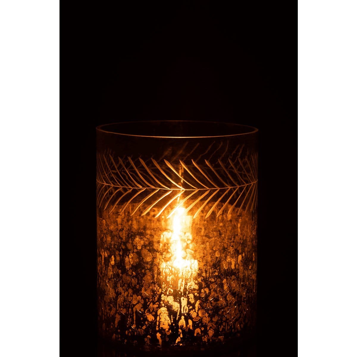 J-Line J-Line windlicht Klassiek Crackle - glas - transparant/zilver - large