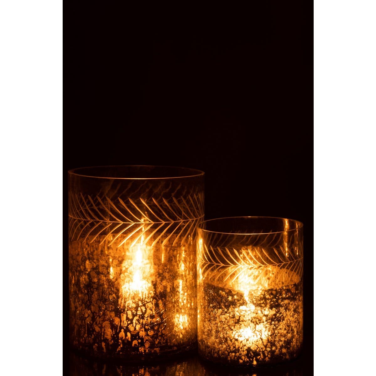 J-Line J-Line windlicht Klassiek Crackle - glas - transparant/zilver - large