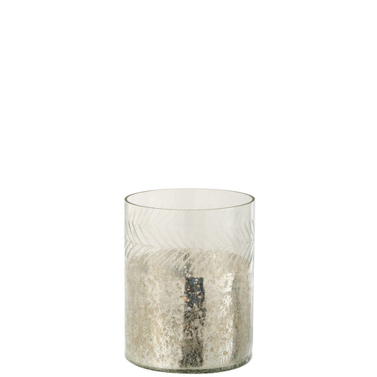 J-Line J-Line windlicht Klassiek Crackle - glas - transparant/zilver - small