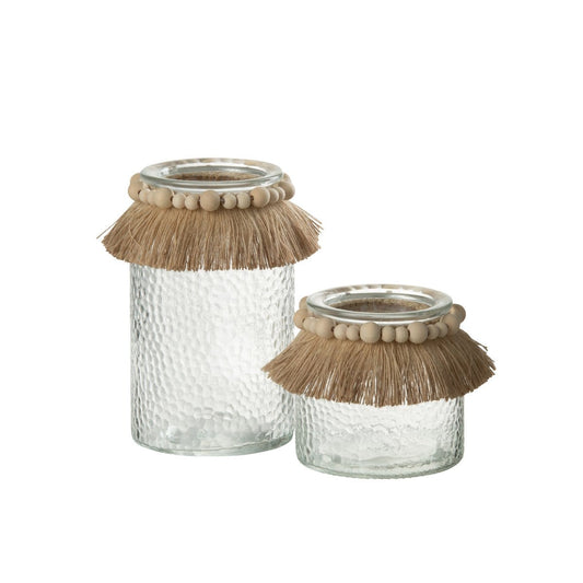 J-Line J-Line windlicht Kralen Decoratie - glas - transparant - large