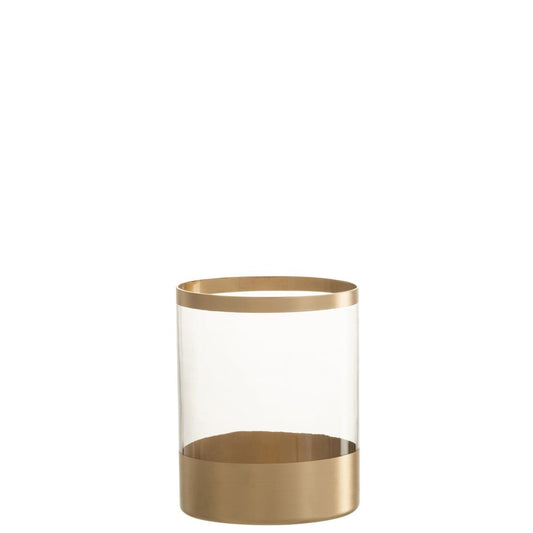 J-Line J-Line windlicht Lijnen - glas - goud/transparant - large