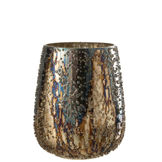 J-Line J-Line windlicht Lise - glas - bruin/goud - large