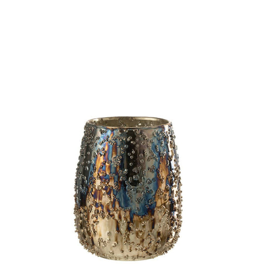 J-Line J-Line windlicht Lise - glas - bruin/goud - medium
