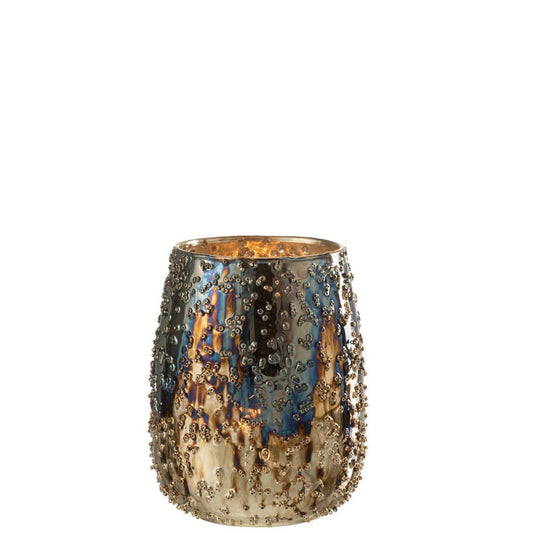 J-Line J-Line windlicht Lise - glas - bruin/goud - medium