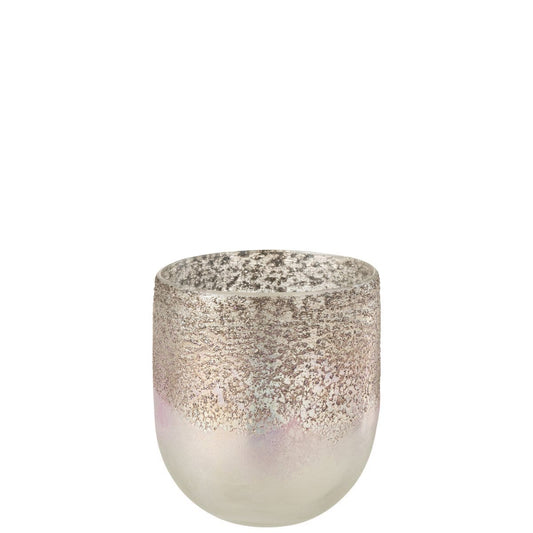 J-Line J-Line windlicht Milano - glas - grijs/roze - large