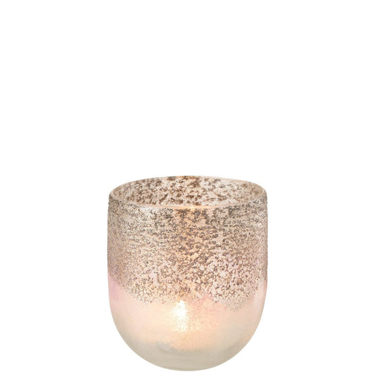 J-Line J-Line windlicht Milano - glas - grijs/roze - large