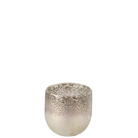 J-Line J-Line windlicht Milano - glas - grijs/roze - small